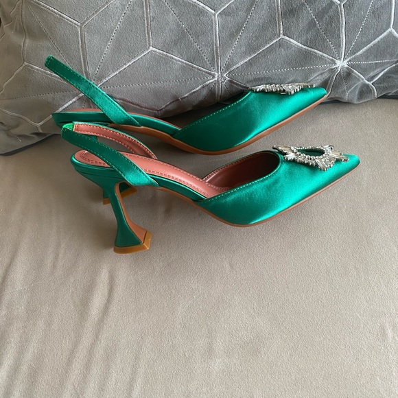 Satin Slinback strap. with Crystal embellished European size 38 US size 7.5 - Picture 7 of 8